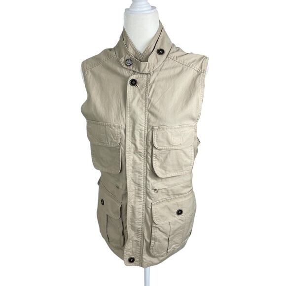 Woolrich Cotton Fishing Vest Pockets Utility Cargo Khaki Men's Size XS Outdoors - Picture 3 of 15